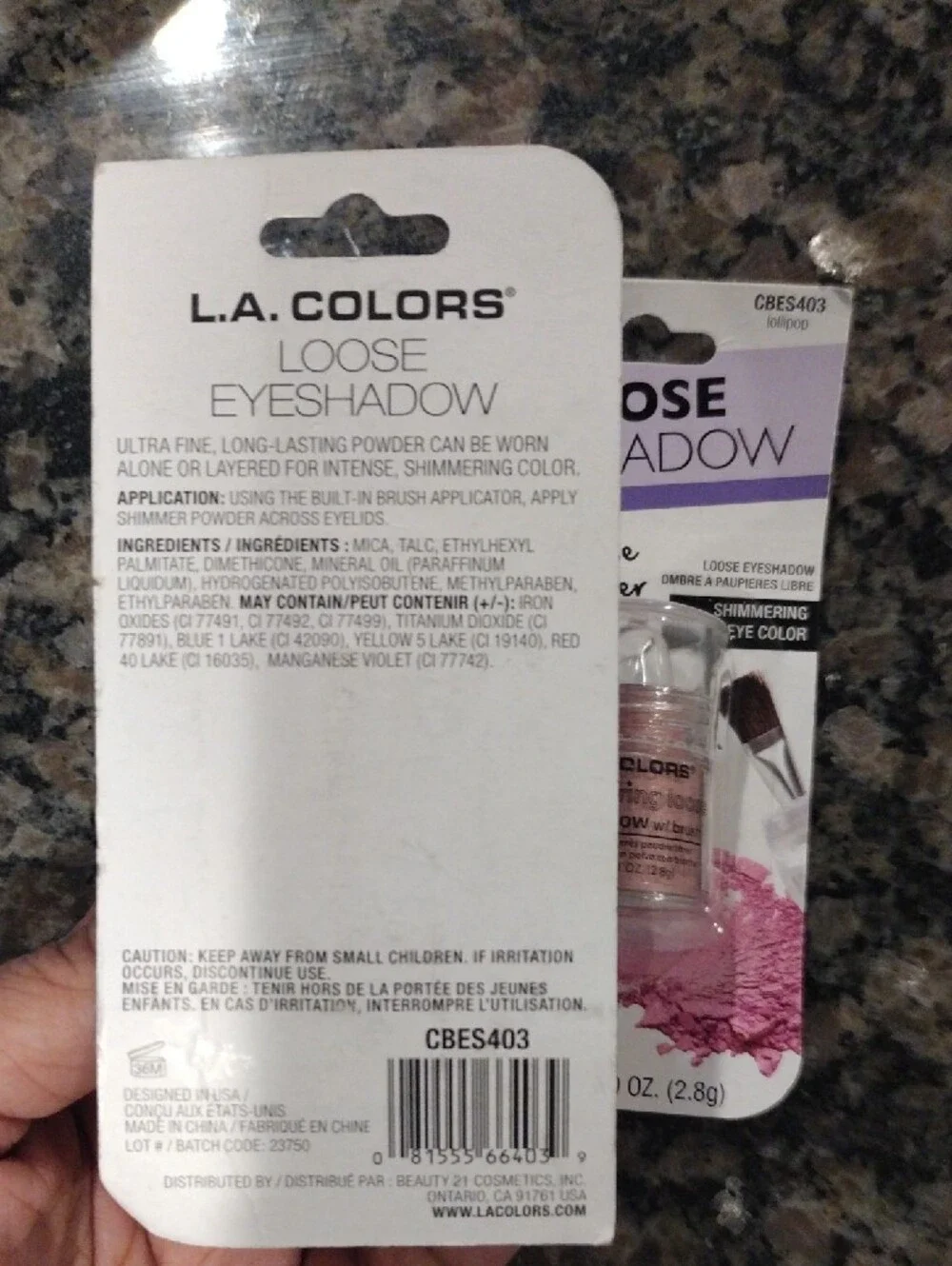 Lot of 2 L.A COLORS Shimmer Loose Eyeshadow both Honey Lollipop Pink 0.10 oz new